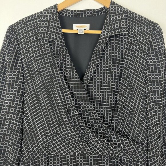 NWT Vintage Talbots Dress Black Faux Wrap Pleated Dress Sz 10 Career Office Wear - Picture 7 of 11